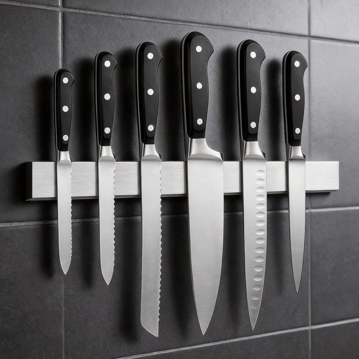 SnelShoppen - Magnetisch Messenrek 40 cm, RVS Keuken Messenhouder, Wandmontage, Stijlvolle Keukenopberging, Roestvrij Staal, Messenstandaard, Keukenac