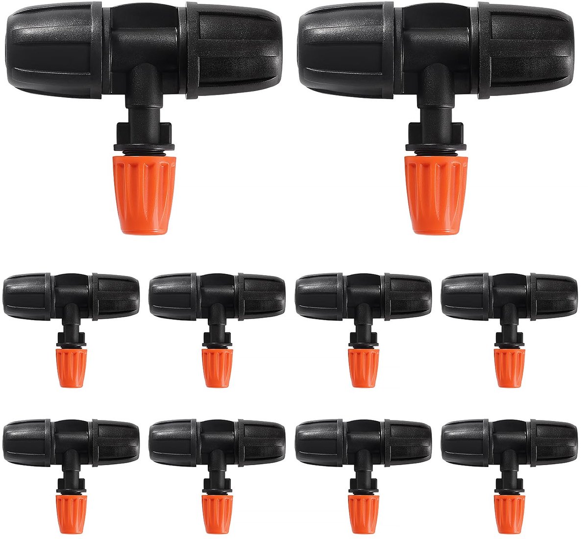 SnelShoppen - 10Pcs Triple Atomizer Spray Nozzle voor 8/12mm Drip Hoses, Verstelbare Micro Drip Irrigation Sprinkler met T Connector, Tuin, Gras, Buit