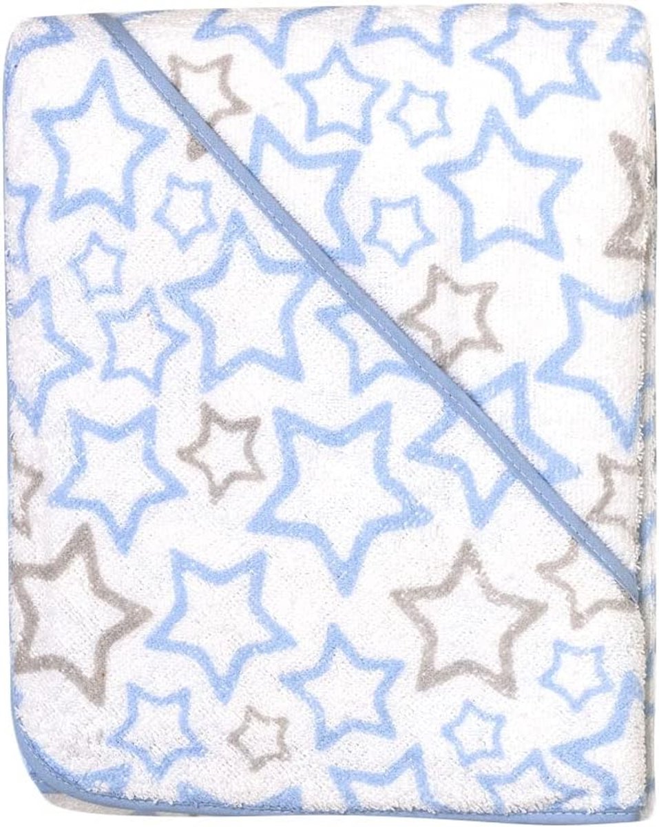 SnelShoppen - Handdoek voor Baby - 100% Katoen - Super Zacht en Absorberend - Blauw - Perfect voor Douche en Bad - Originele Prints - Machinewasbaar