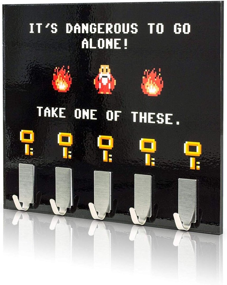 SnelShoppen - Sleutelhanger Rek met 5 Haakjes, Zwart Key Frame voor Sleutels, Uniek Decoratie Item voor Gamers, 21 x 16 cm, Perfect voor Thuis of Kant