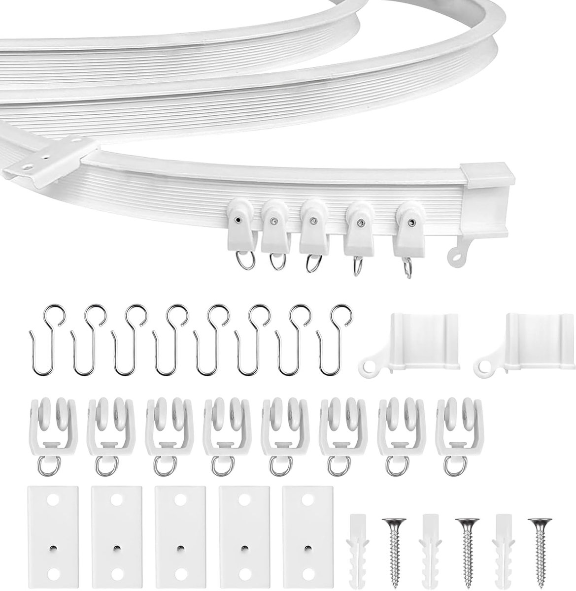 SnelShoppen - 1m Witte Flexibele Plafond Gordijnrail met Stille Rollen, Ideaal voor Douche, Raamdecoratie, RV Kamers, Privacy en Interieur