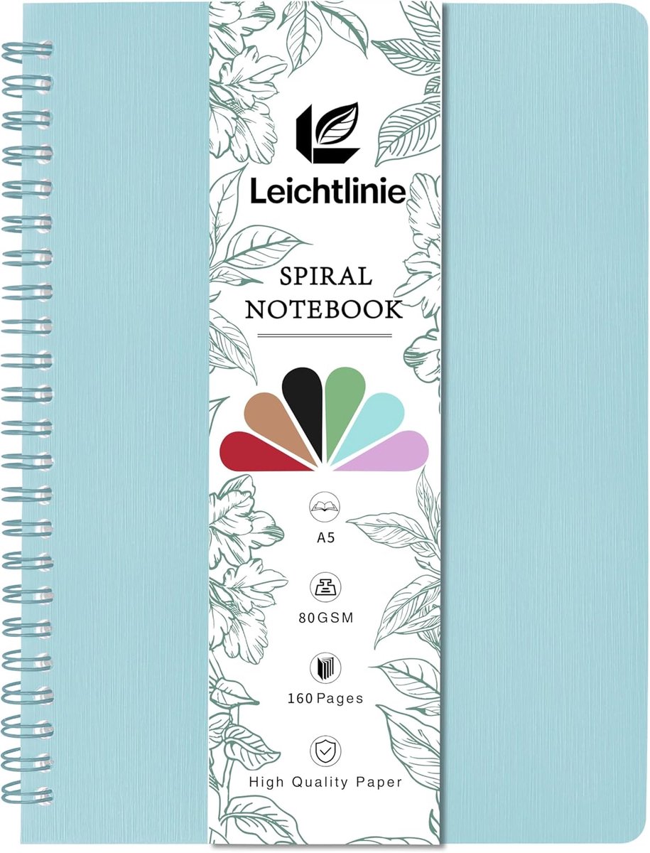 SnelShoppen - A5 Spiral Notebook - Lichtgewicht Ringband - 80 Vellen/160 Pagina's - 80gsm Papier - PP Hard Cover - Unisex Notitieboek voor Werk en Kan