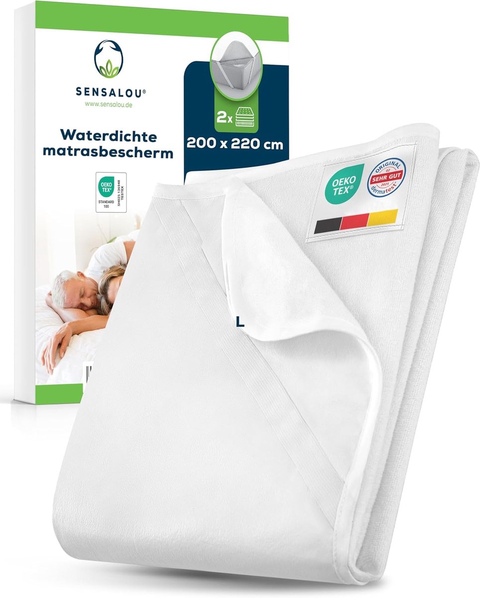 SnelShoppen - Waterproof Hotelkwaliteit Matrasbeschermers 200x220cm 2 Stuks - Extra Lange Kingsize Bed Protector, Ademend, Wasbaar tot 95°C, Luxe Rese