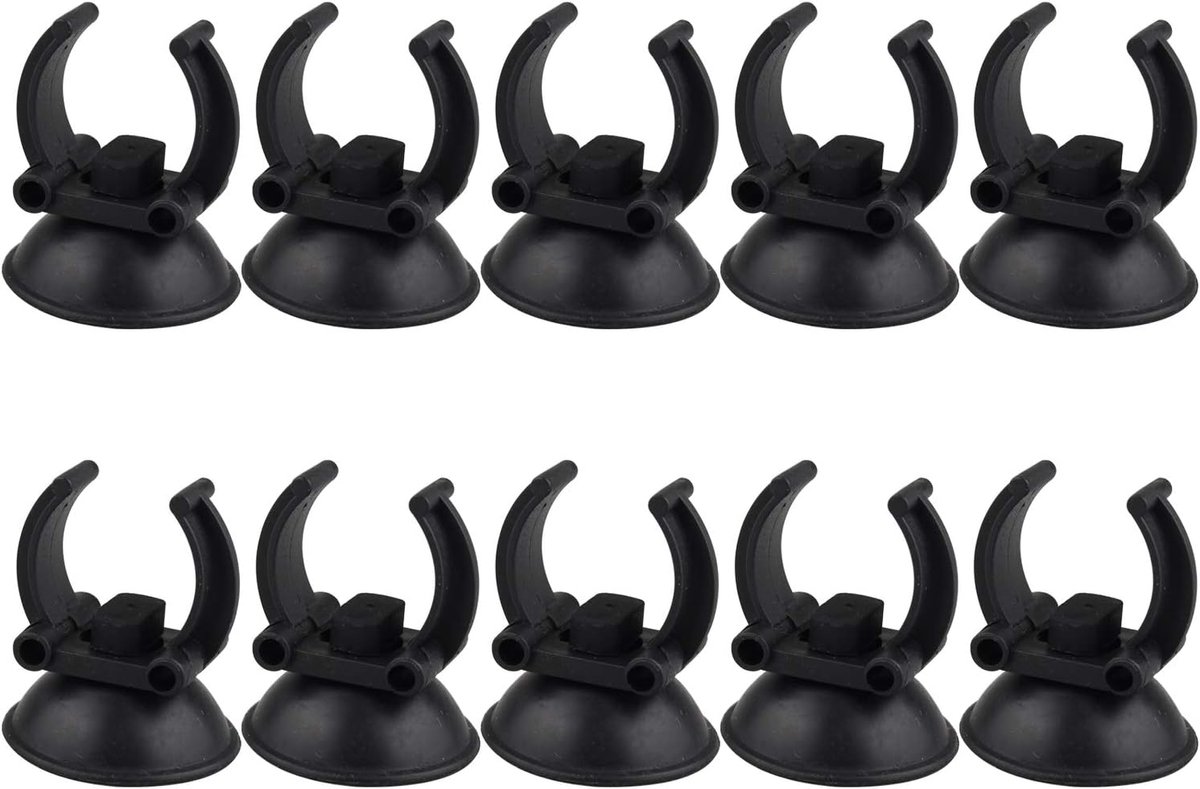SnelShoppen - 10 Stuks 23mm Aquarium Suction Cups - Luchtslang Bevestiging - Zwarte Rubberen Clips voor Aquarium - Perfect voor Waterdier Houder