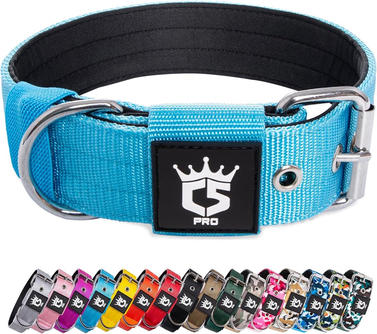 SnelShoppen - Dikke Hondenhalsband met Metaalgesp - Verstelbaar, Duurzaam en Comfortabel - Nylon, Geschikt voor Honden met een Halsomvang van 48-55cm
