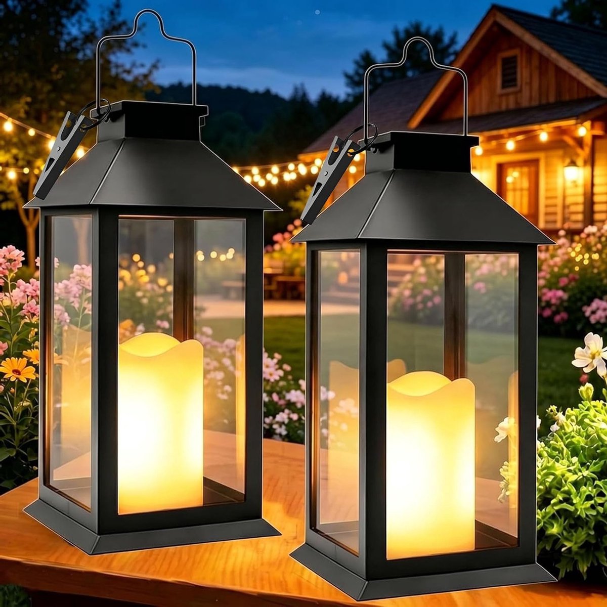 Solar Lantaarns voor Tuin met Vlam Effect - Duurzame Buitenverlichting voor Sfeervolle Avonden