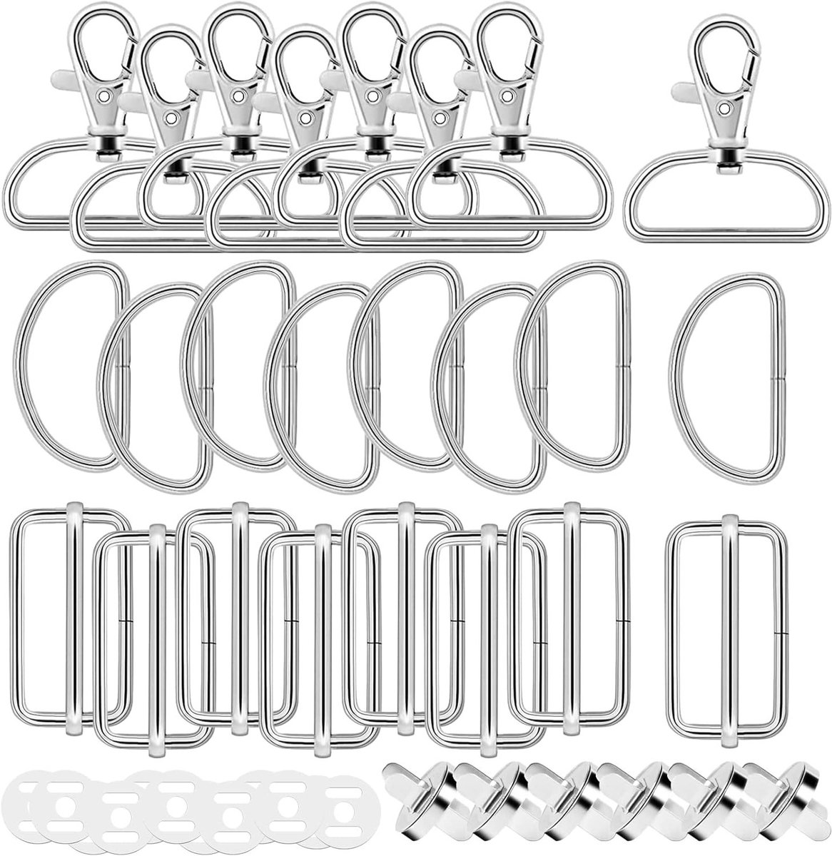 Set van 30 Carabiner Haken voor Handtas, Draaghaken, Metalen Sluitingen en Rugzakaccessoires met Magnetische Bevestiging
