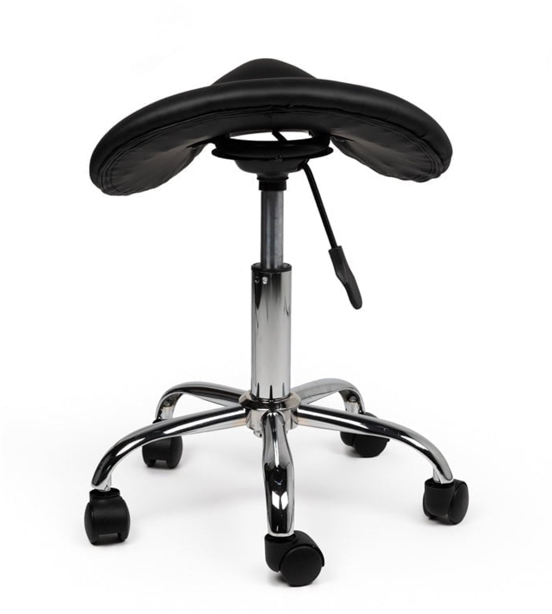 Zadelkruk Zwart – Ergonomische Zadelstoel met Wielen – Verstelbare Werkkruk voor Salon, Kappers & Thuisgebruik - Zithoogte 40-56cm
