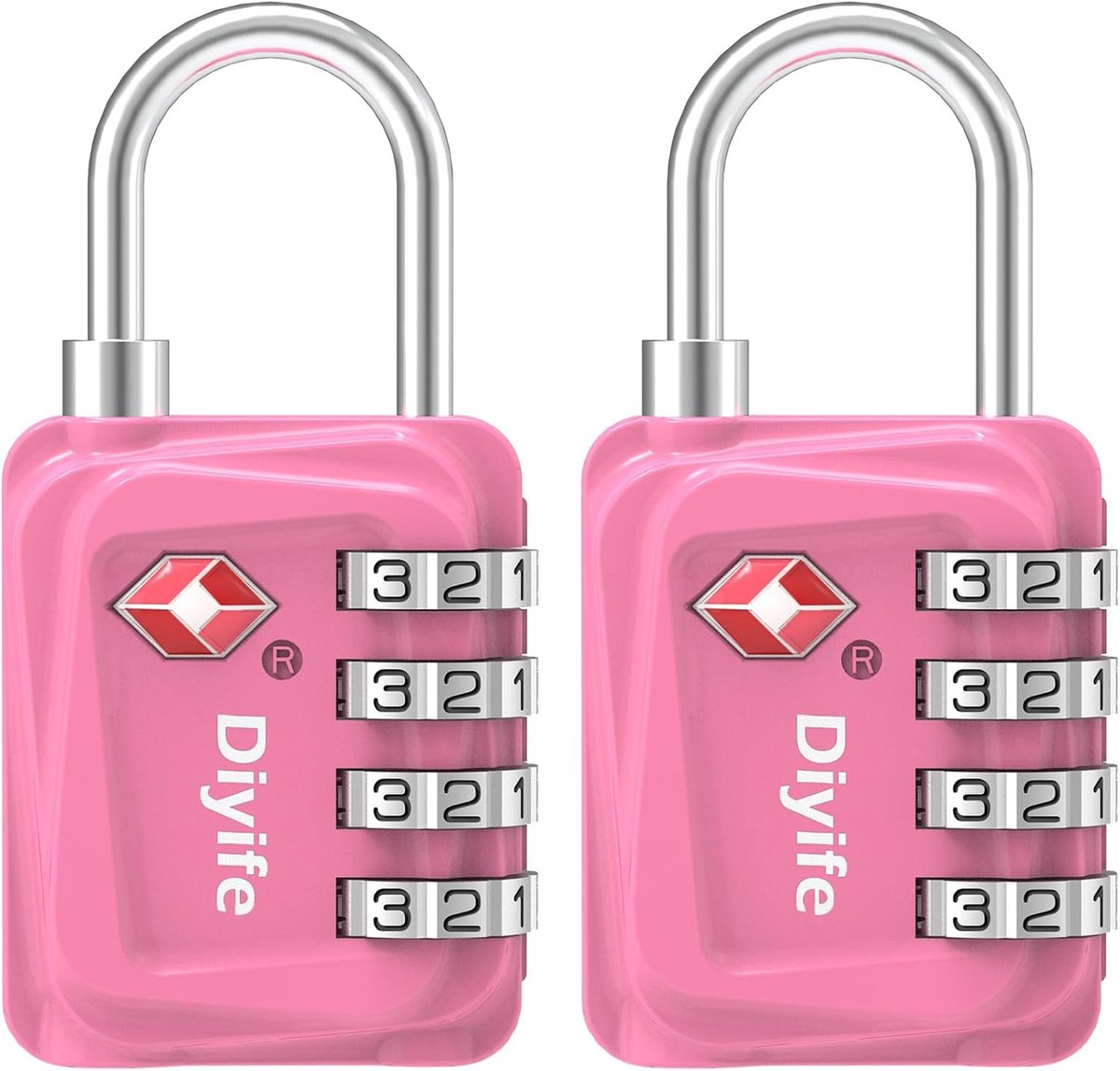 SnelShoppen - TSA Luggage Locks - 2 Stuks 4 Digit Combinatie Slot - Bagageslot, Koffer Slot, Veiligheidsslot, Roze voor Reis, Koffers, Tassen, Wapenko