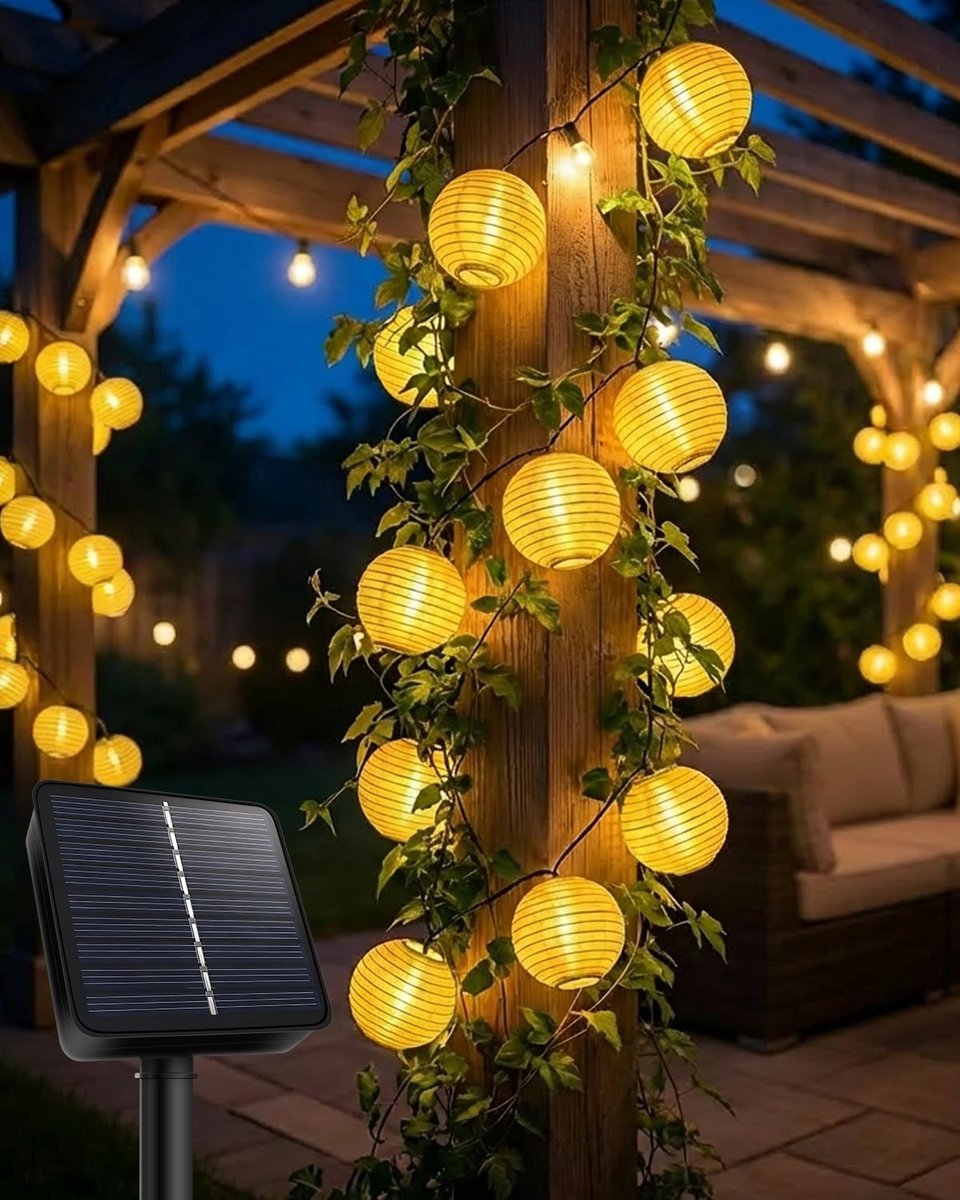SnelShoppen - Solar Lanterns Buitenverlichting, Weerbestendige LED Lantaarns, 30 Stuks, 8 Meter, 8 Verlichtingsmodi, Tuin, Balkon, Feestverlichting