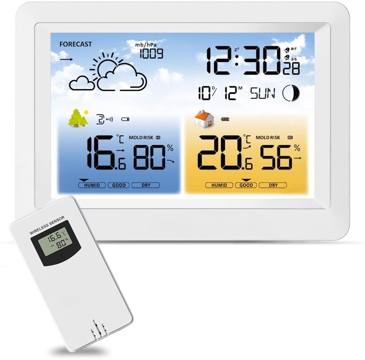 CLGP® Weerstations - Weerstation Met Buitensensor - Weerstation Met Buitensensor - Weerstation Draadloos Binnen Buiten