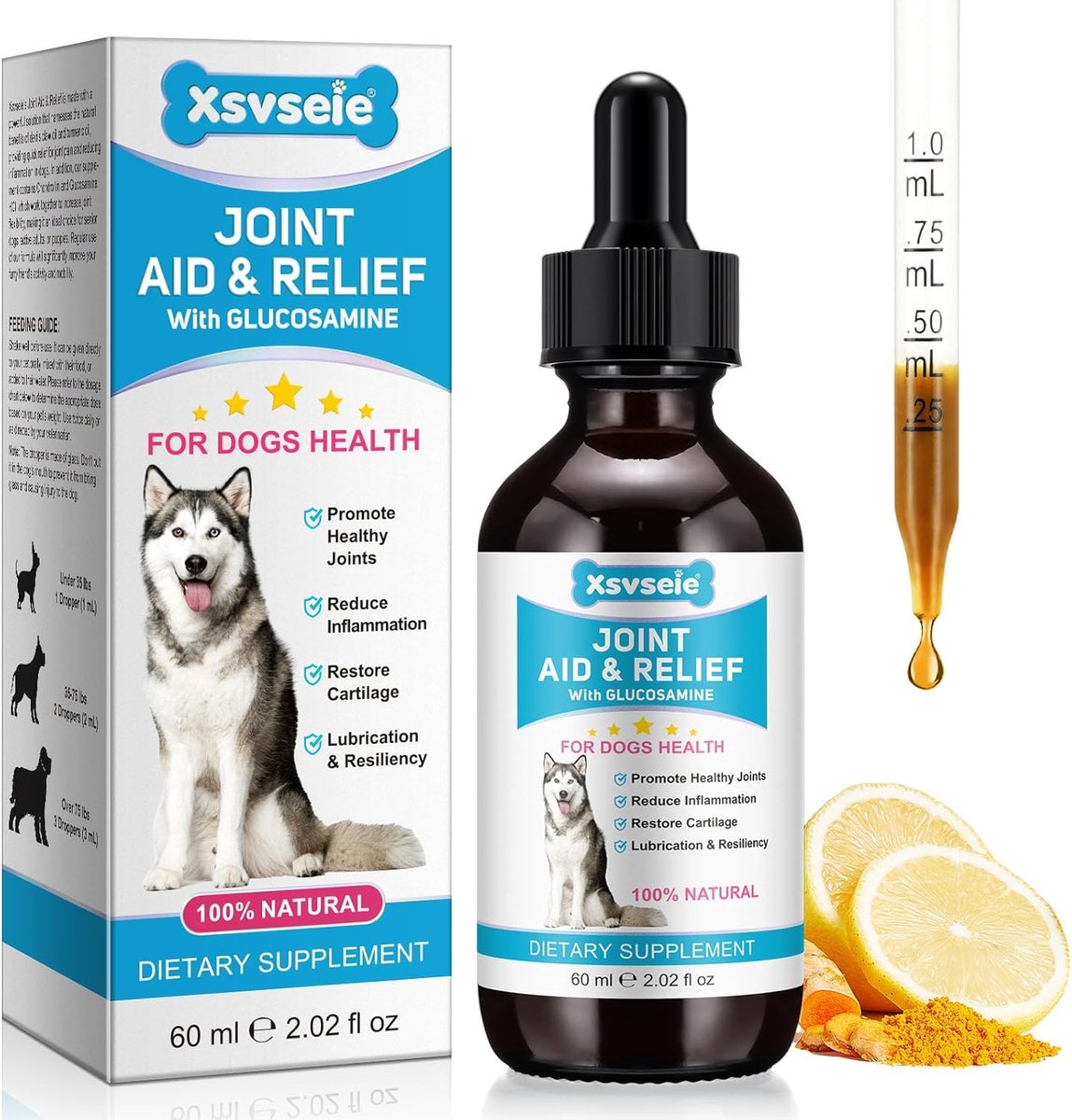 SnelShoppen - Joint & Bone Protection voor Honden, Pijnstillers voor Honden, Glucosamine, Gewrichtsverzorging 60ml, Ideaal voor Senioren