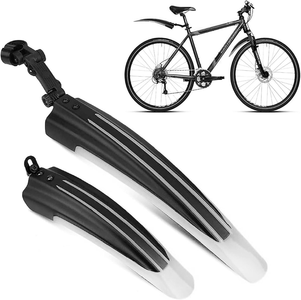 SnelShoppen - 2Pcs Fietsmodderbeschermers Universele Modderbeschermers Set Verstelbaar Voor Voor- en Achterwiel Geschikt Voor 20, 22, 24, 26, 27 Inch