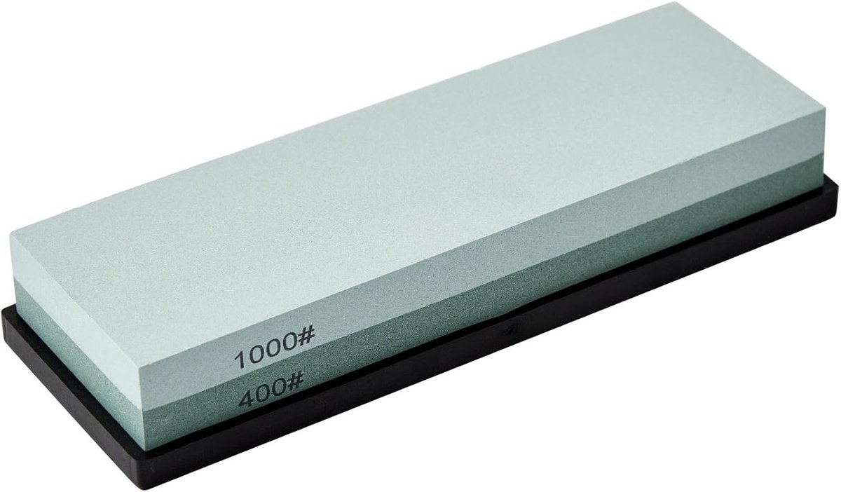 SnelShoppen - Dubbelzijdige Slijpsteen voor Messen met Antislip Rubber Basis - 400/1000 Korrel Premium Watersteen voor Keuken, Handmatig Slijpen, Mess
