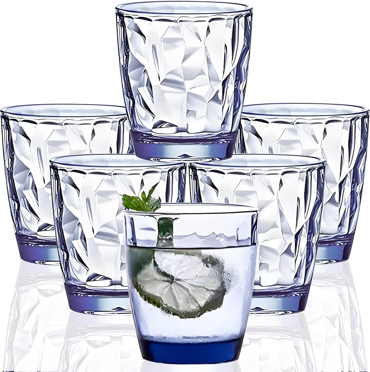 SnelShoppen - Premium Acrylic Unbreakable Drinkglazen Set van 4 - BPA-vrij, Vaatwasserbestendig, 11 oz, Assortiment Kleuren, Ideaal voor Feest, Campin