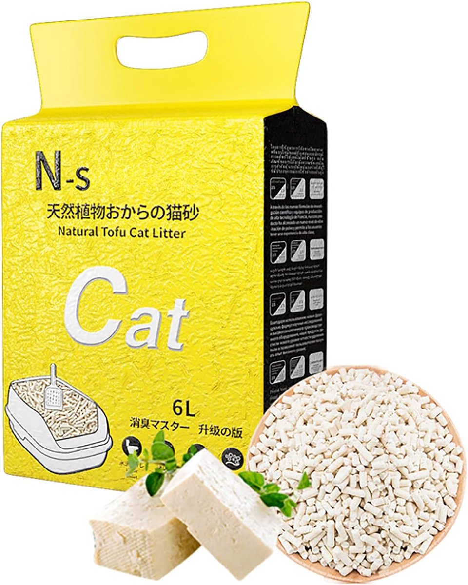 SnelShoppen - Flushable Tofu Kattenbakvulling - Natuurlijke Formule, Geurabsorberend, Zero Dust, Ultra Klontering, 2 Stuks (Originele Smaak)