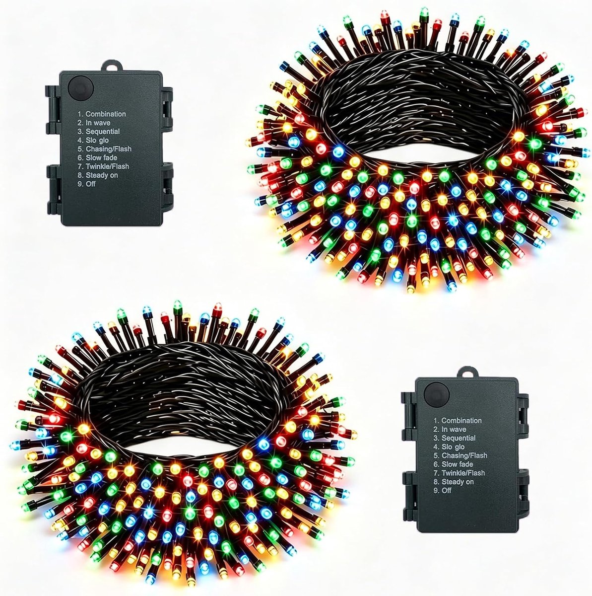 SnelShoppen - Batterij Aangedreven Sfeerverlichting Set van 2, 100 LED Fairy Lights 10m voor Binnen en Buiten, Waterdichte Multicolor String Lights me