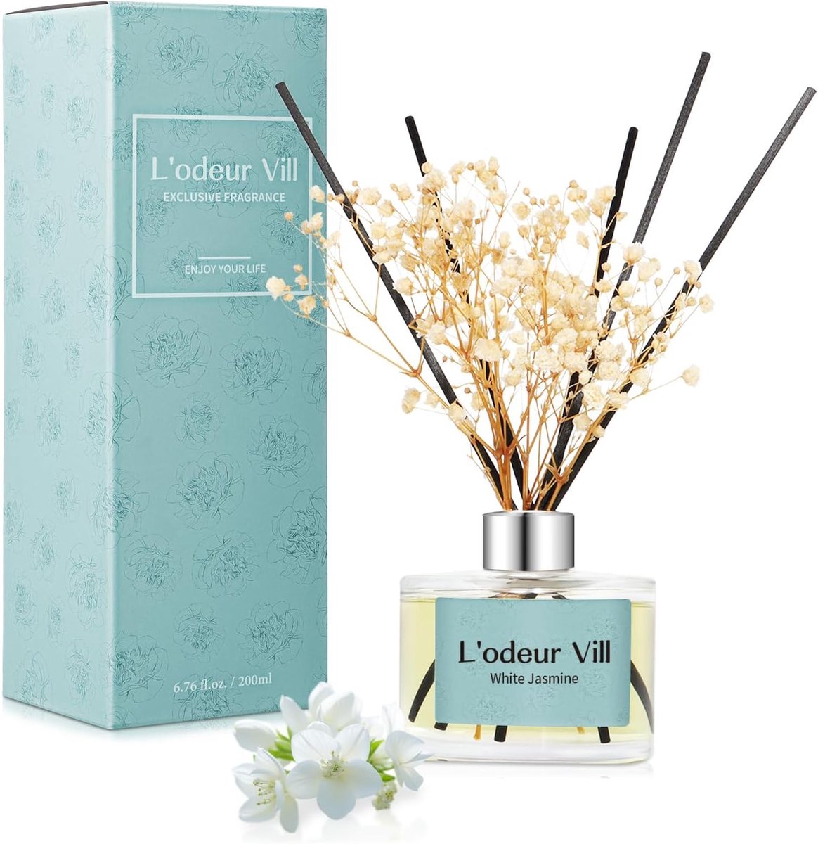SnelShoppen - Luchtverfrisser Geurstokjes Diffuser 200ml - Luxe Aromatische Geur met 6 Stokken - Langdurige Geur voor Woonkamer, Slaapkamer, Badkamer,