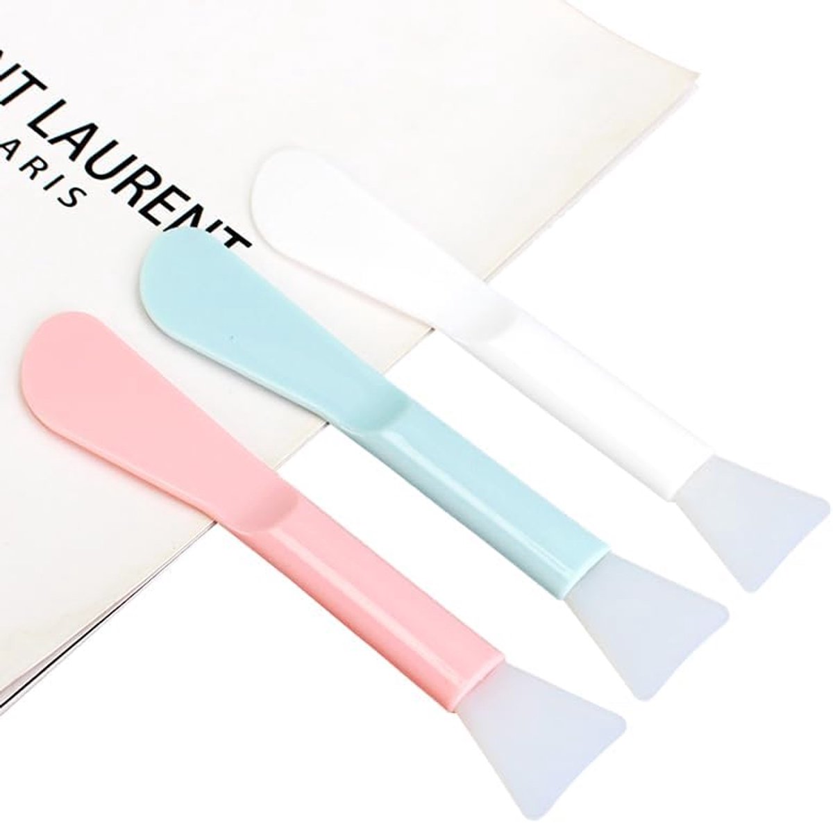 SnelShoppen - 30pack 2-in-1 Soft Silicone Brush Set - Cosmetische Spatel voor Gezichtsmasker, Cream Stick, Plastieken Lepel, Wegwerp Make-up Tool voor