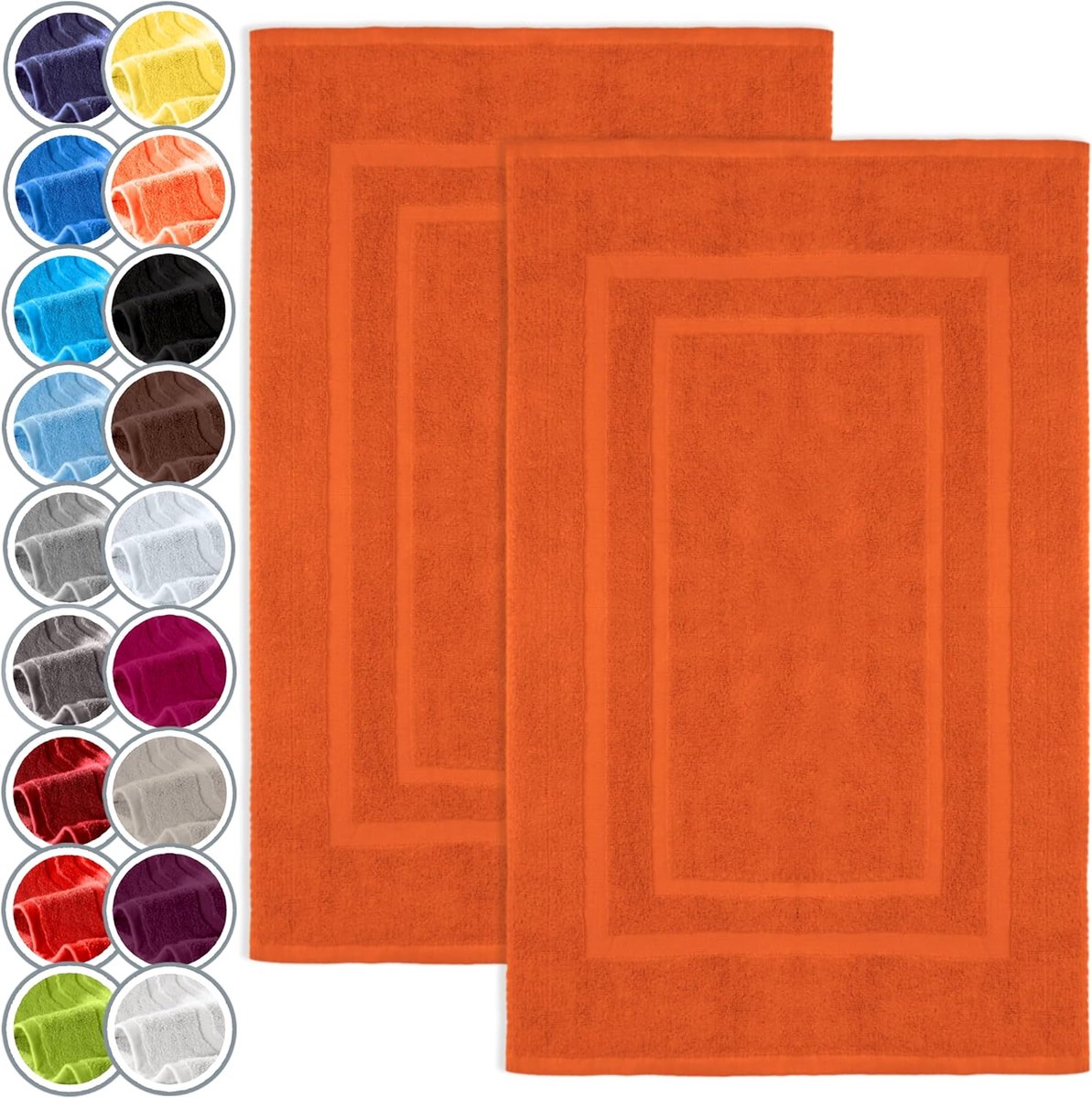 SnelShoppen - Set van 2 Terry Badmatten 50x80cm - 100% Katoen - Zacht en Absorberend - Terracotta Kleur - Ideaal voor Badkamer en Douche