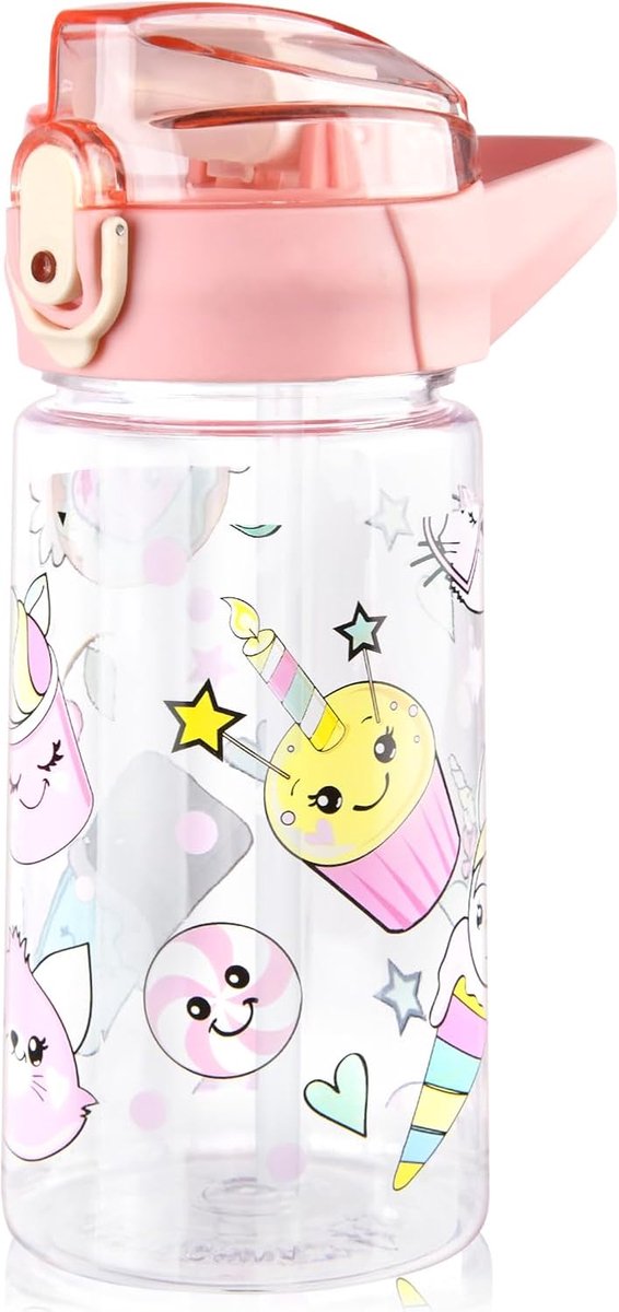 SnelShoppen - Kinderthermosfles 500 ml met Rietje - BPA Vrij, Tritan, Levenslang Herbruikbaar, Lekvrij, Ideaal voor Kinderen, Peuters, Kleuters, Schoo