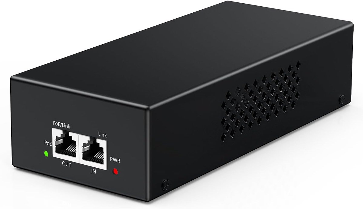 SnelShoppen - Gigabit PoE Injector 90W, PoE++ Adapter, 10/100/1000Mbps, IEEE 802.3bt/at/af, Tot 100m, Metalen Behuizing, Desktop/Wandmontage, Plug & P