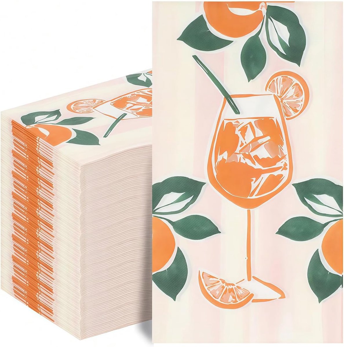 SnelShoppen - 20 Stuks Aperol Spritz Servetten Cocktailvorm Disposable Papier Napkins voor Bachelorette Party, Verjaardag, Bruiloft, 32x32 cm