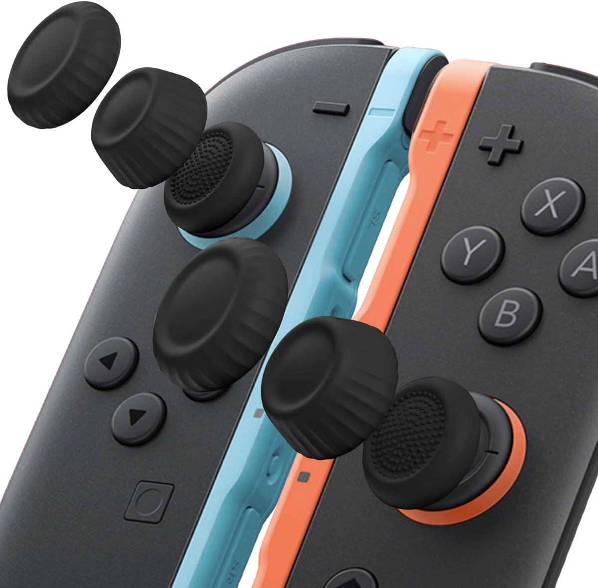 SnelShoppen - Ergonomische Grip Caps voor Switch 2 Controllers, 6-delige Set Joystick Hoesjes in Blauwe en Oranje Kleur, Voor Verbeterde Controle en C