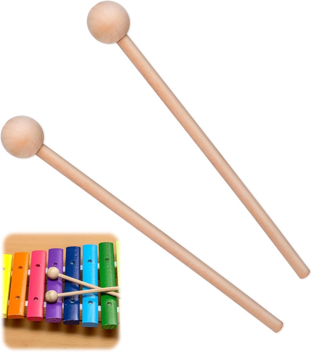 SnelShoppen - 2 Stuks Houten Stokken Xylofoon Sticks Marimba Houten Stokken Percussie Gereedschap voor Beginners en Volwassenen, Ergonomisch en Lichtg