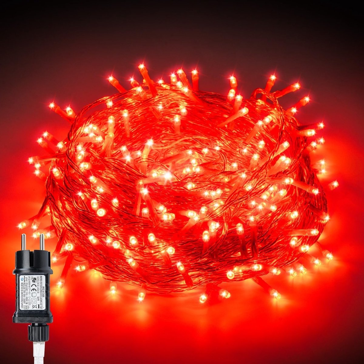 Sfeervolle 10 meter lange LED lichtslinger met 100 rode lampjes voor buiten en binnen, waterdicht en ideaal voor tuin, kerst en feestdecoratie