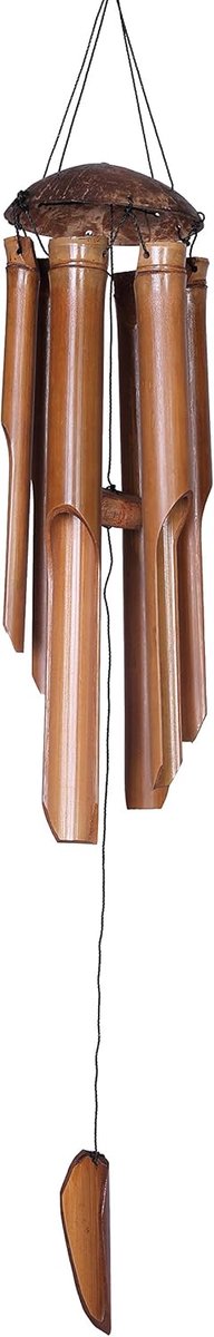 SnelShoppen - Feng Shui Windgong 90cm - Hoge Kwaliteit Houten Tuin Windchime - Weerbestendig Bamboe en Kokosnoot - Perfect voor Tuin, Balkon, Patio en