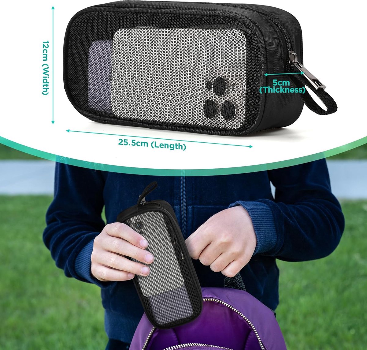 SnelShoppen - Ademend Mesh Nylon Reis Organizer - Draagbare Kabel en Gereedschap Tas voor Laptop Charger, Muis, Powerbank, USB Kabels, Adapters, Klein — cadeau in Cadeau-ideeën - foto 5