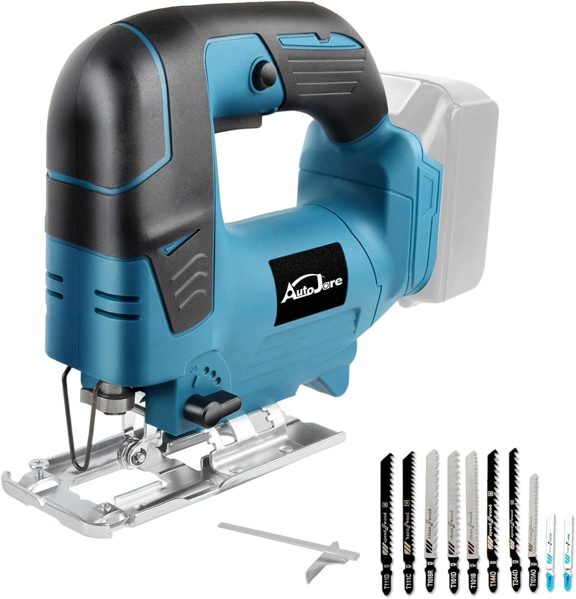 SnelShoppen - Accu Decoupeerzaag, Compatibel met 18V, Borstelloze Motor, 4 Pendulum Instellingen, Elektrische Jigzaag met 10 Zaagbladen voor Hout en M