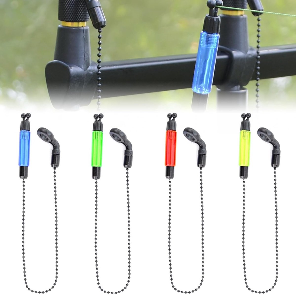 SnelShoppen - 4 Stuks Ketting Bijtindicator voor Activiteit Karper Vissen Swingers, Hoogwaardige Metaal, Antiroest Coating, Geschikt voor Nachtvissen