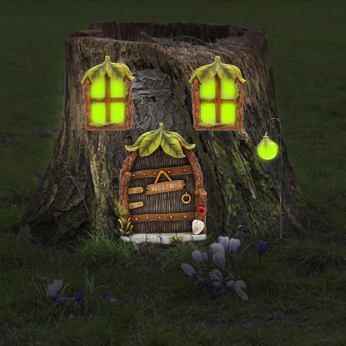 SnelShoppen - Fairy Door Tuin Decoratie Miniatuur Gnome Deur Set voor Fairy Garden, Resin Pendant voor Bomen, Raam en Deur, Elf Decoratie, 11 Sculptur