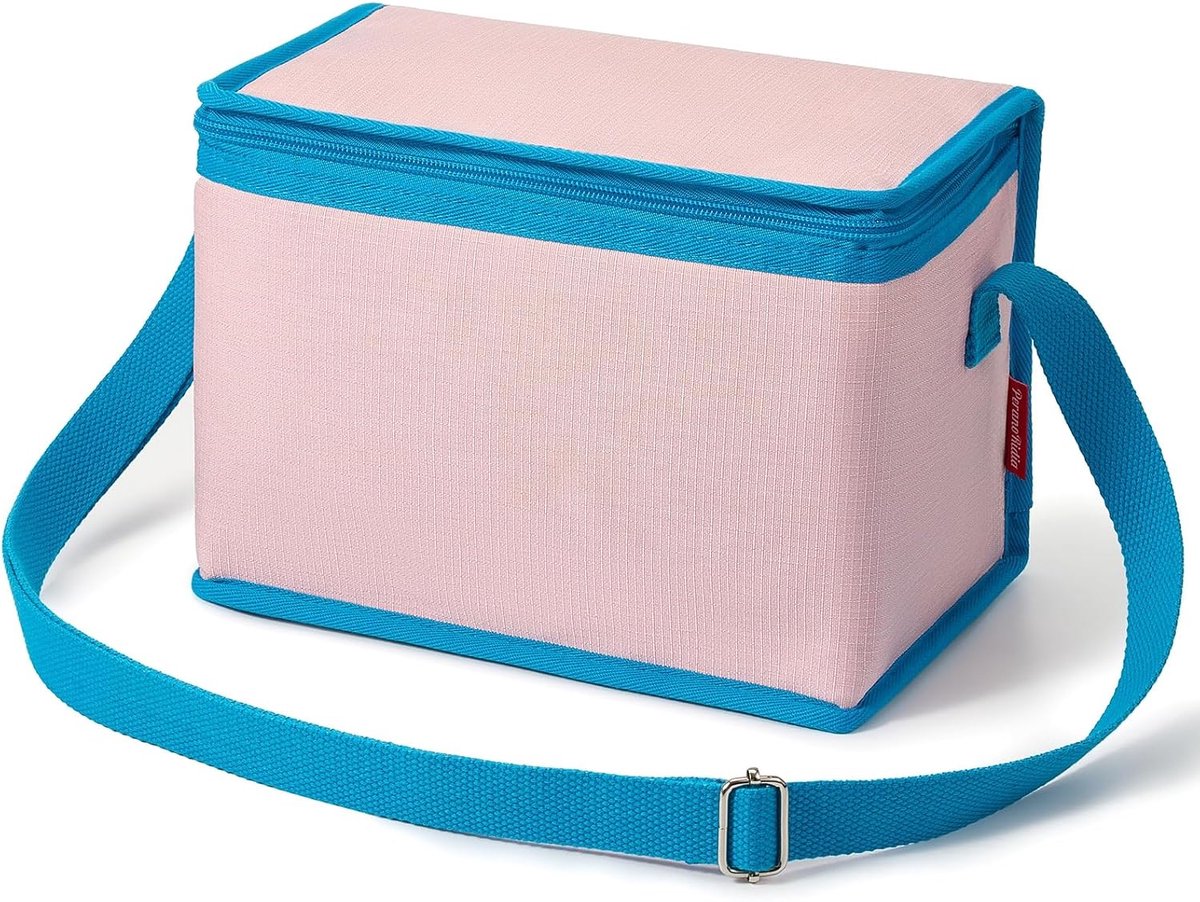 SnelShoppen - 6L Lunchtas voor Volwassenen met Verstelbare Schouderriem van Katoen - Waterdichte Geruite Koeltas - Draagbare Lunchbox voor Werk, Reize
