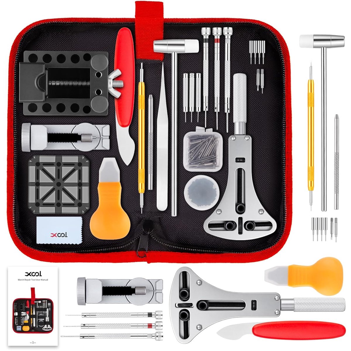 SnelShoppen - Professionele 151-Delige Horloge Reparatie Set, Inclusief Verstelbare Casusopener, Horlogeband Perforator, Veerpinnen Gereedschap, Switc