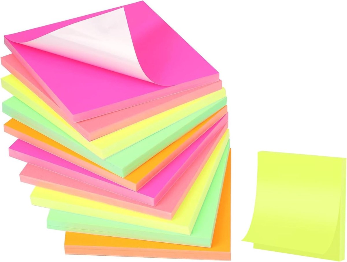 SnelShoppen - 800 Pcs Electrostatic Adhesive Notebooks, 76 x 76 mm, Herbruikbare Magnetische Stickynotes, Gekleurde Plaknotities voor Thuis, School en