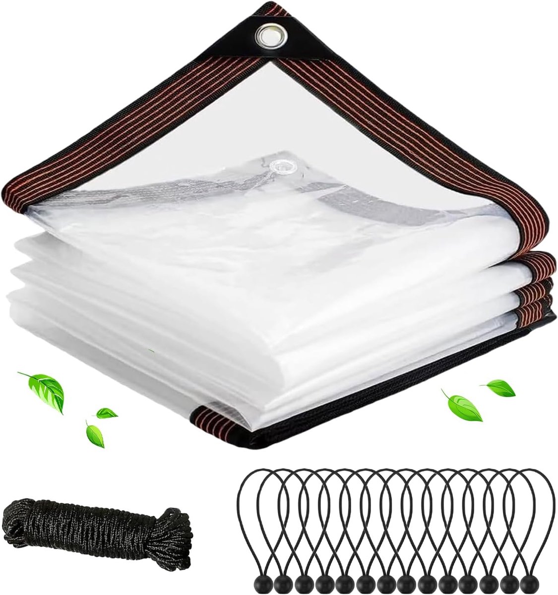 SnelShoppen - 2 x 4 m Transparante Tarpaulin met Oogjes, Waterdicht en Winddicht, Tuinzeil voor Buiten, Patio, Balkon, Camping, Bescherming tegen Rege