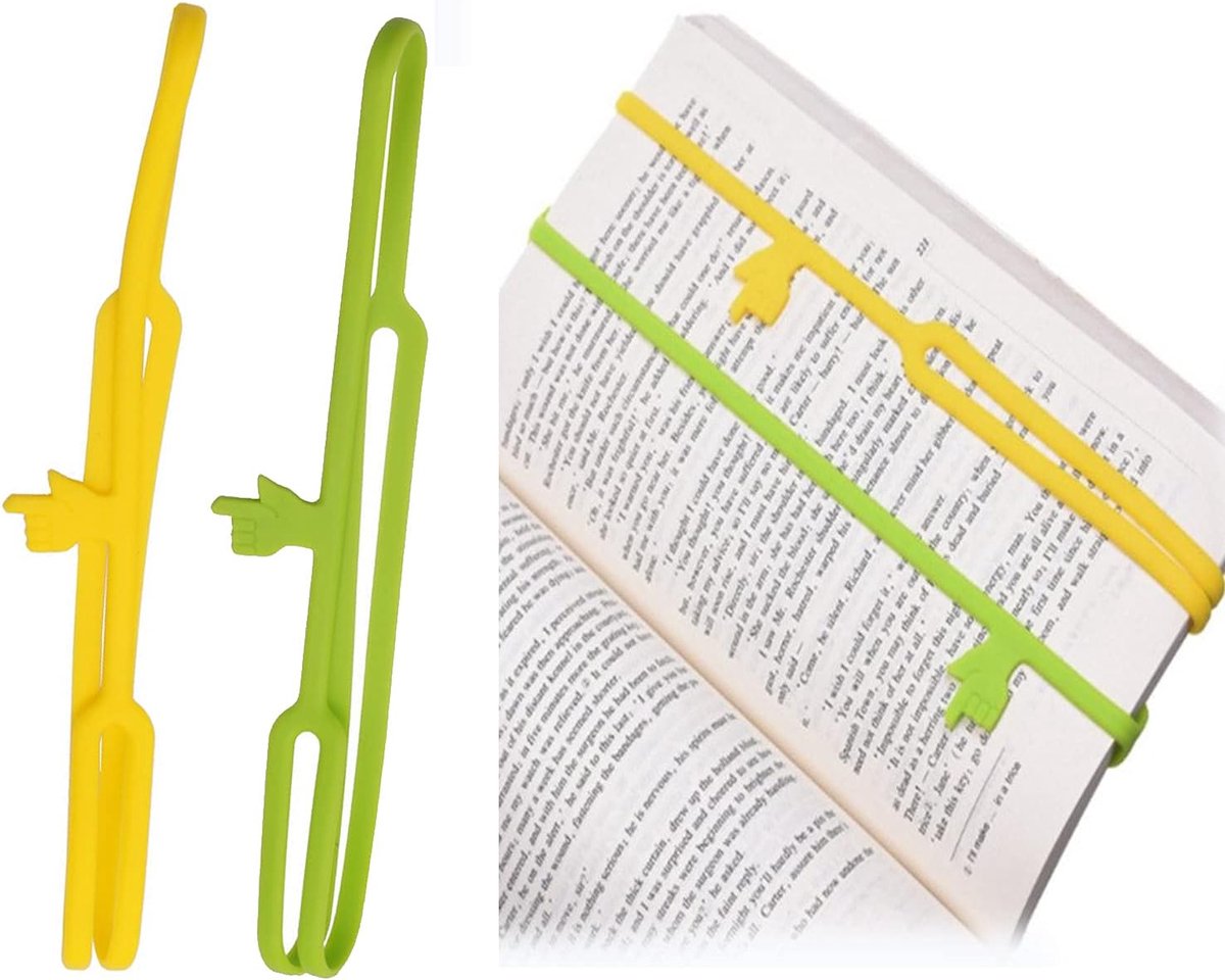 SnelShoppen - Bookmark Office Elastisch Silicone 2pcs - Perfect voor Kinderen, Studenten en Volwassenen - Anti-verlies Fingerpointer voor School, Thui