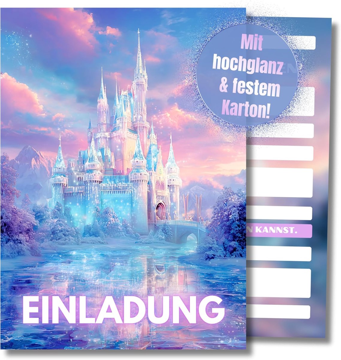 SnelShoppen - Kinder Verjaardagsuitnodigingen voor Meisjes, 12 Stuks, DIN A6 (10.5 cm x 14.8 cm), Winterthema, Makkelijk in te vullen, Feestuitnodigin