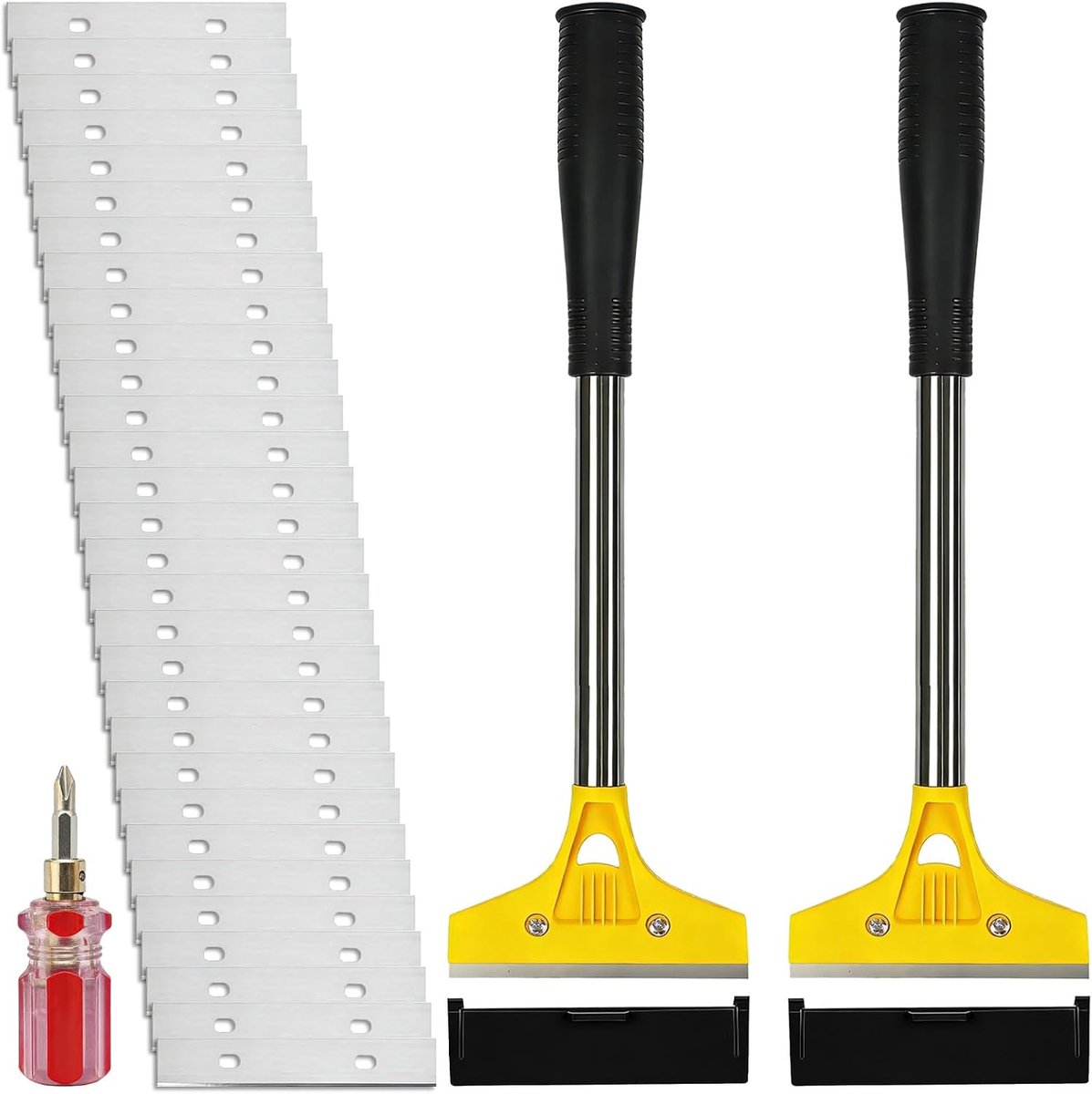SnelShoppen - Tapetenverwijderaar Set met Behangschraper 30 cm, 30 Reservemesjes, Rubberen Handgreep, Ideaal voor Muurverf, Bodemtegels, Lijm en Etike