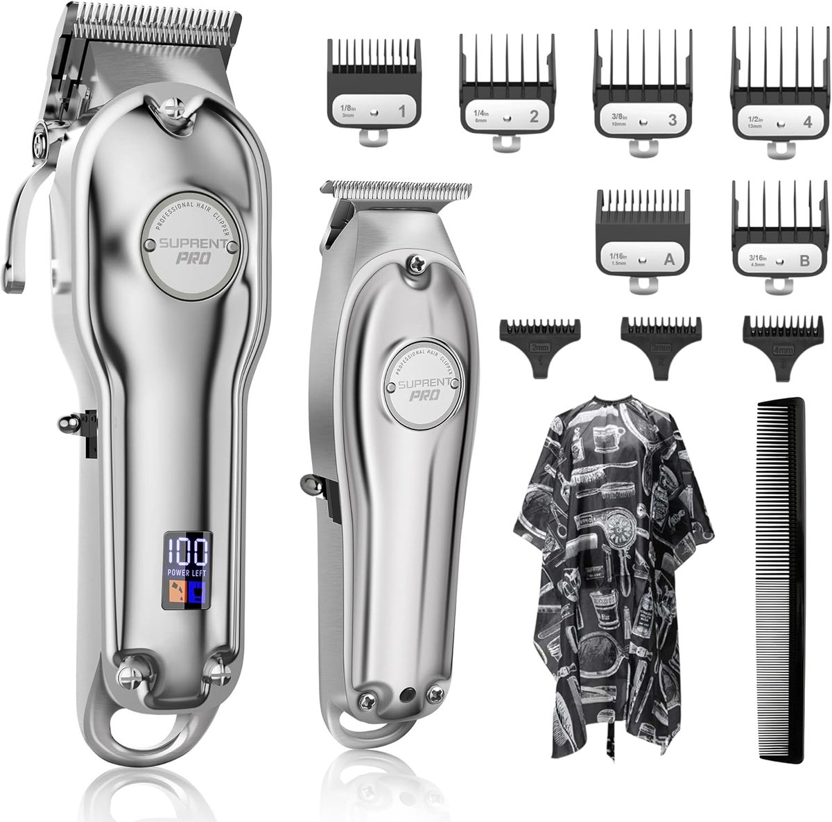 SnelShoppen - Professionele Tondeuse Draadloos - Elektrische Baardtrimmer voor Mannen, Vrouwen en Kinderen - Oplaadbare Verzorgingsset met LED-Display