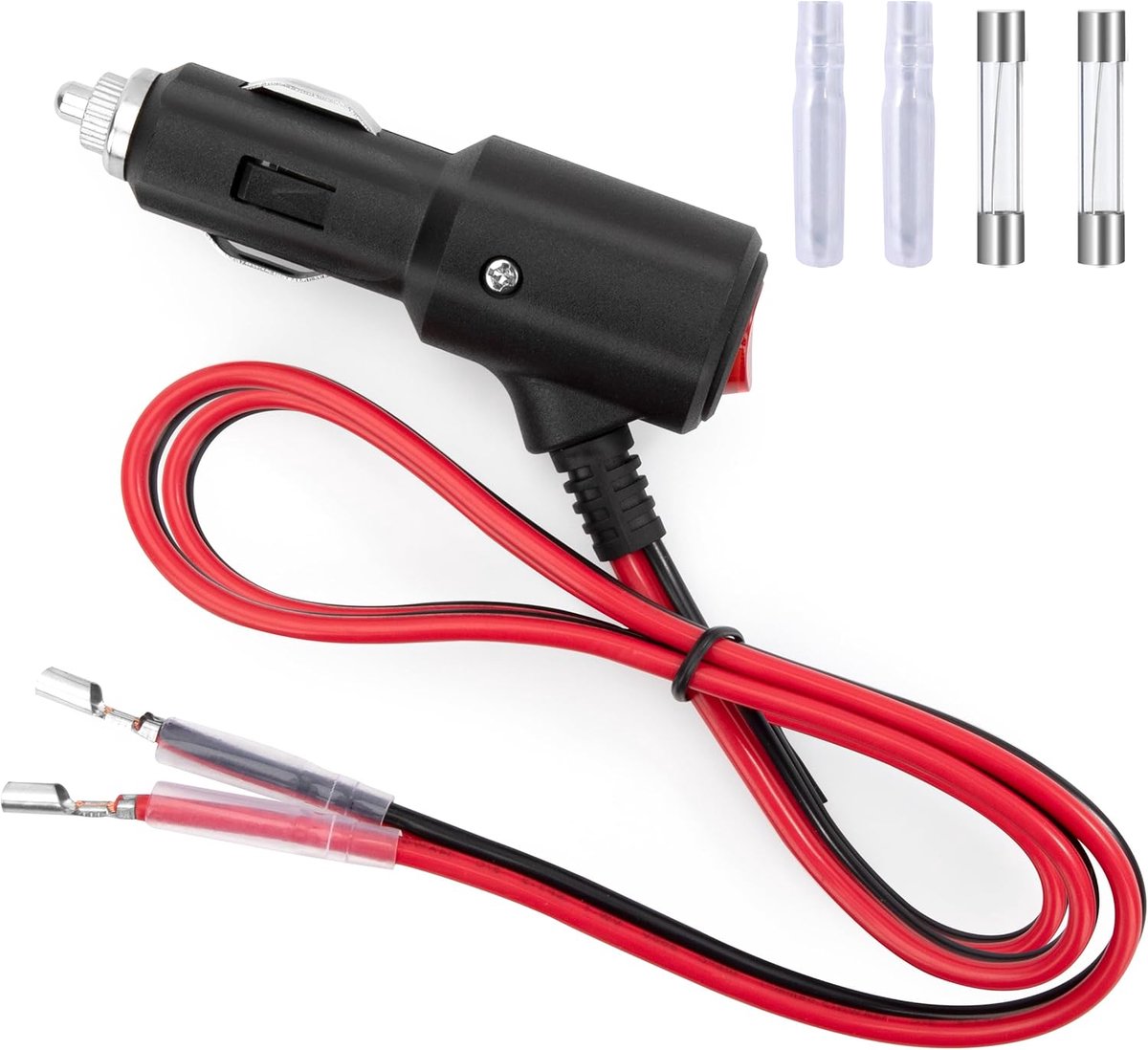 SnelShoppen - Cigarette Lighter Plug met Switch 12V/24V, 1m Extension Kabel, 14 AWG, Auto Plug met Fuse, 15A voor Auto, Truck, Motorhome