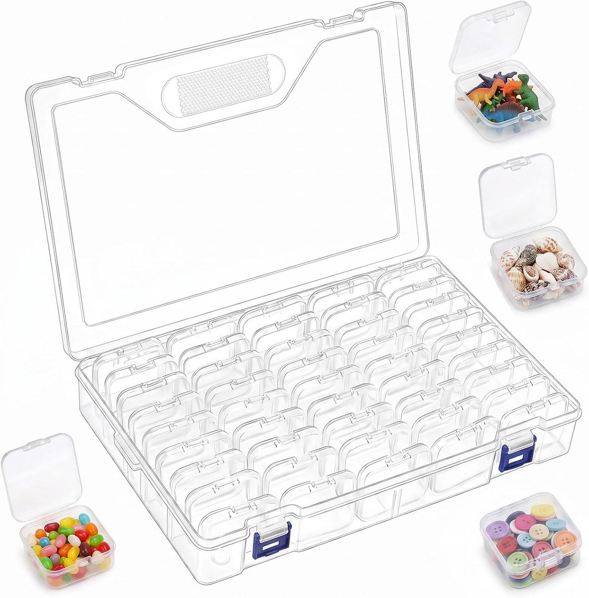 SnelShoppen - 30 Kleine Opbergdozen voor Kralen, Doorzichtige Mini Dozen met Deksel 5,5x5,5x2 cm, Ideaal voor Sieraden en Kleine Onderdelen, Organisat