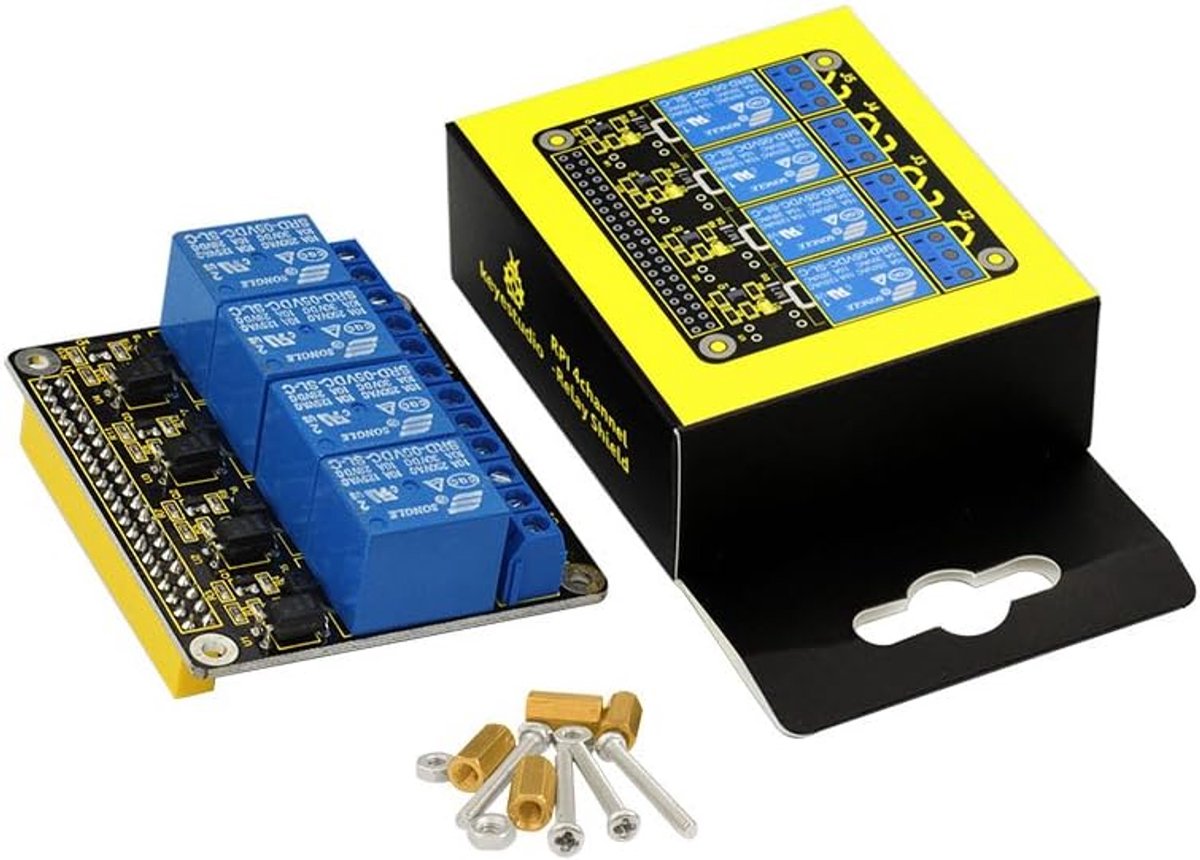 SnelShoppen - Raspberry Pi 4 Relay Module 4 Kanaals DC 5V Optocoupler Schakelmodule voor Raspberry Pi 4/A+/B+/Pi 2/Pi 3 - 10A, 250V AC, 24V DC
