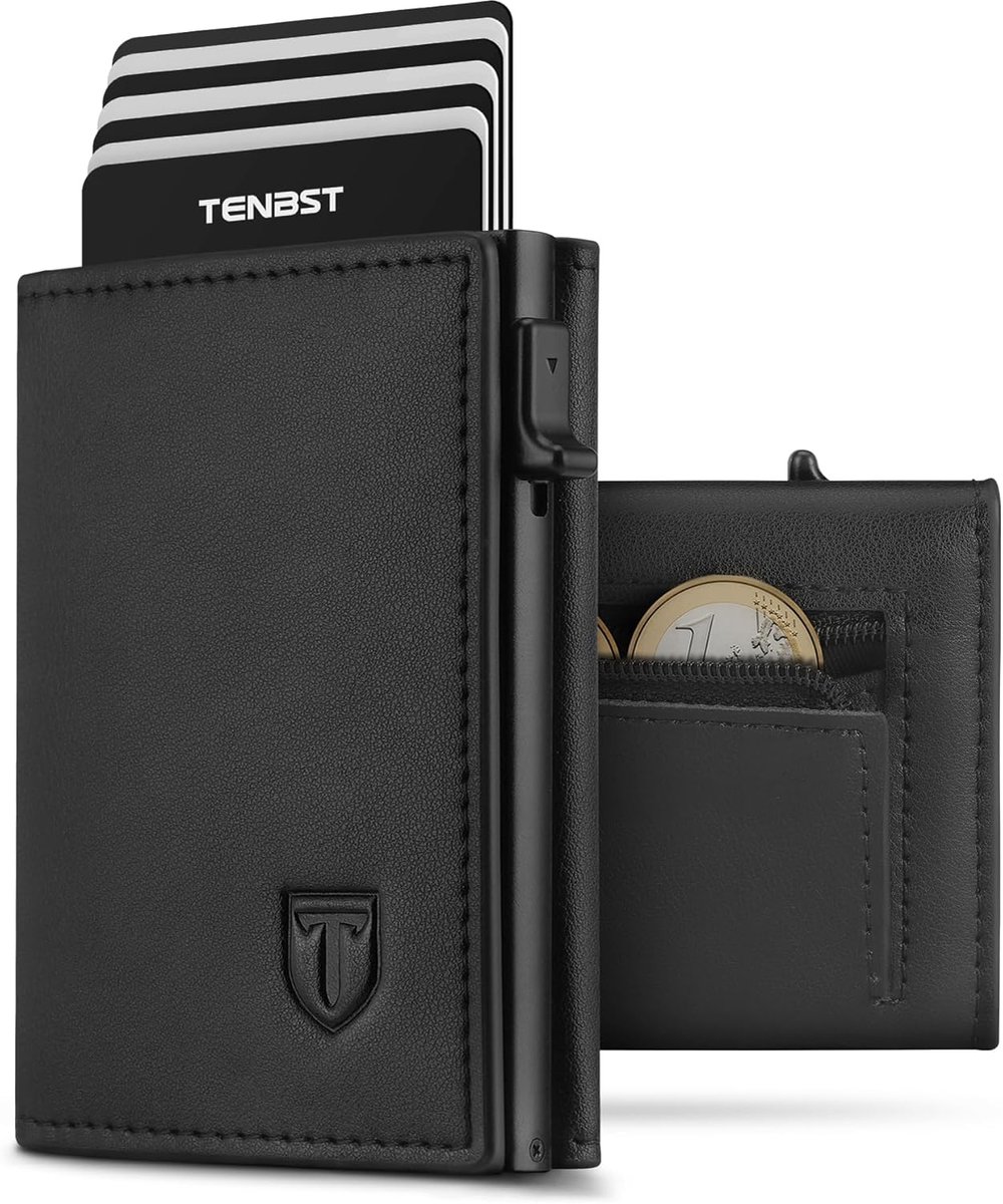 SnelShoppen - Slimme Minimalistische Portemonnee voor Mannen - Ultra Dun, Elegant Design, Zwart, Perfect voor Casual en Formele Gelegenheden