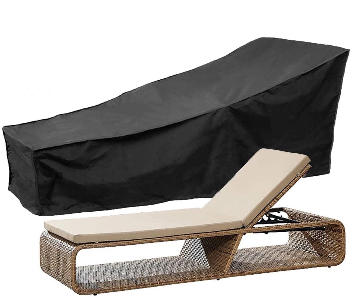 SnelShoppen - Sunbed Cover 210D Zwart 210x75x80cm - Tuin, Zwembad, Zonligbedhoes, Weerbestendig, Set van 2