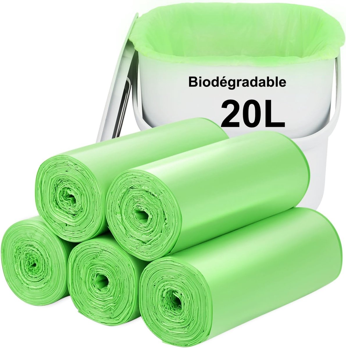 SnelShoppen - Biologisch Afbreekbare Vuilniszakken 20 Liter - 100 Stuks - Composteerbare Afvalzakken voor Keuken, Tuin en Camping - Dikke en Sterke Pr