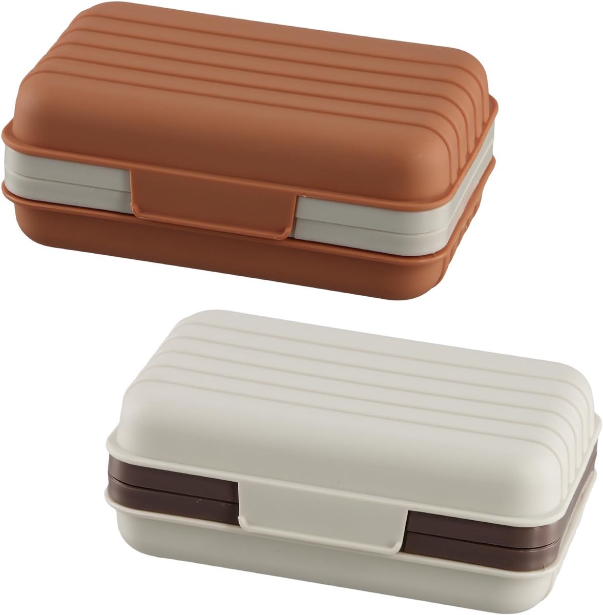 SnelShoppen - 2 Stuks Zeepdoos met Deksel, Draagbare Reiszeepdoos, Waterdichte en Afgedichte Houder voor Gym, Hiking, Camping, Thuis, Badkamer - Wit e